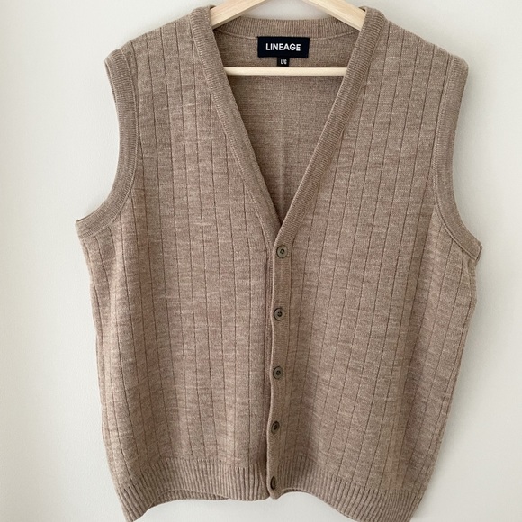 Preppy Academia Sweater Vest in Tan | Grandpa Sweater Vest | Light Academia - Picture 7 of 8